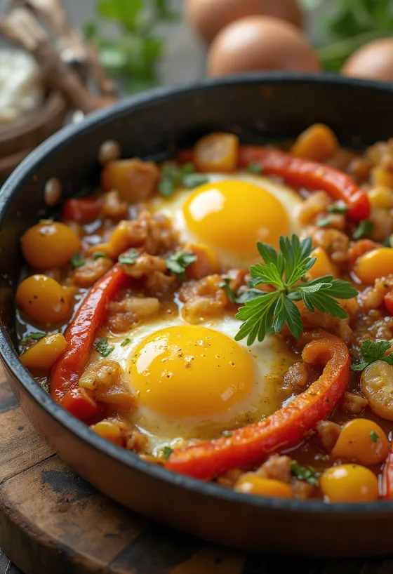 Ratatouille värikkäillä paistetuilla vihanneksilla, tuoreilla yrteillä koristeltuna