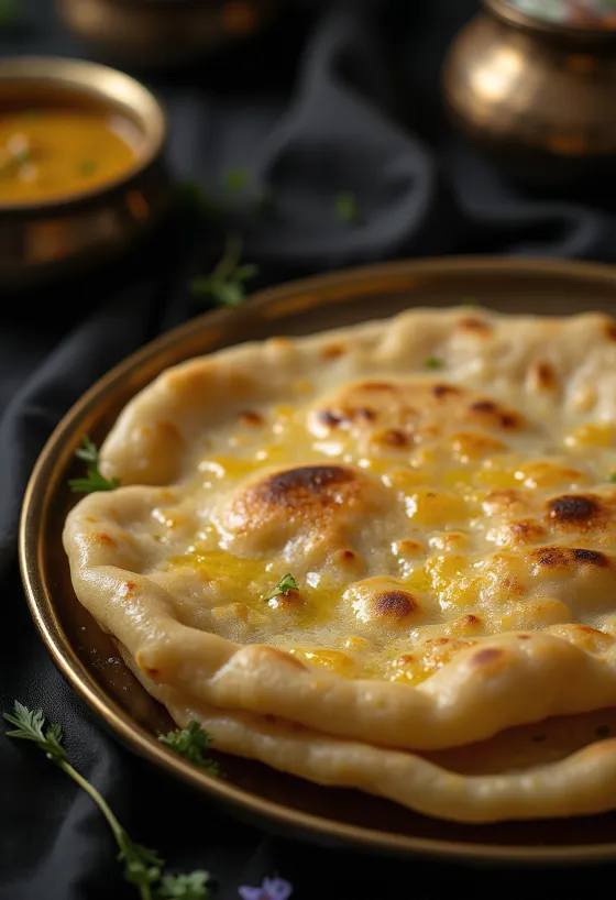Chapati gheellä, vastapaistettuna, tarjoiltuna
