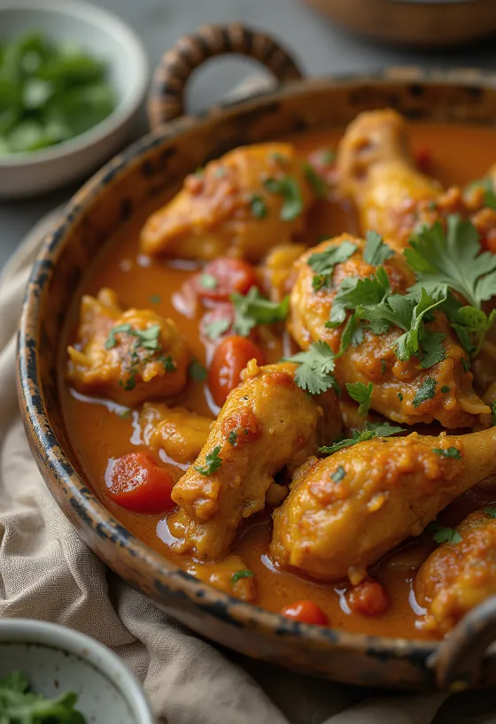Kana Balti Curry tarjoiltuna naan-leivän ja basmatiriisin kera