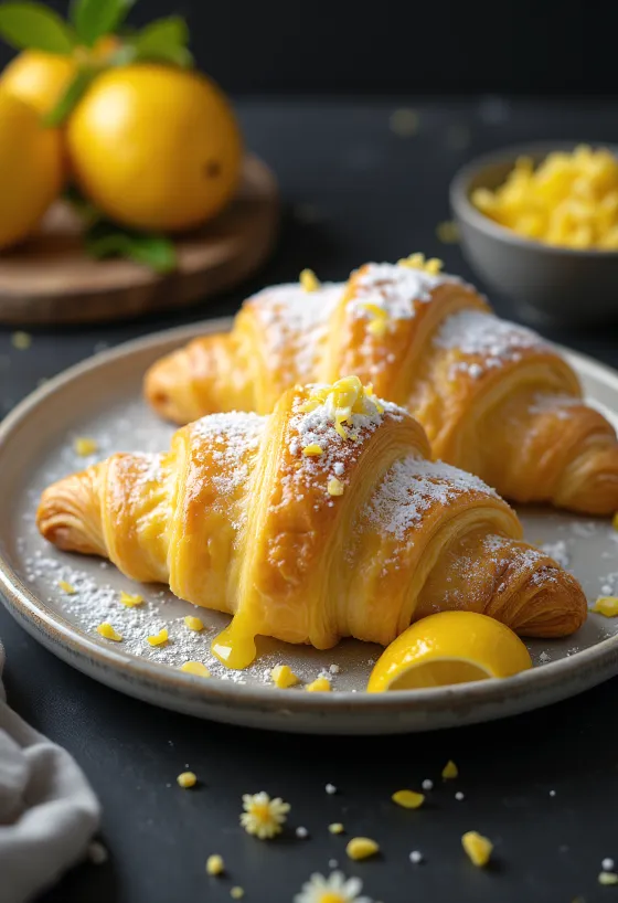 Sitruunacroissant tarjoiltuna