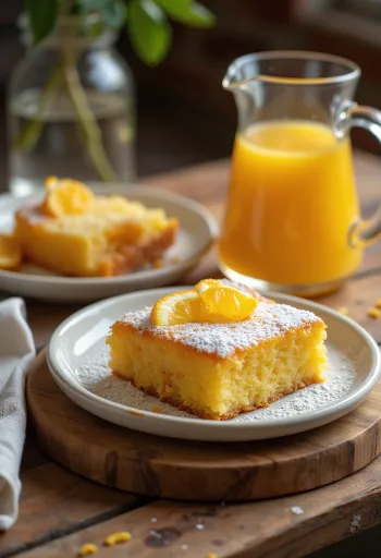 Hunajainen appelsiinipiirakka tarjoiltuna