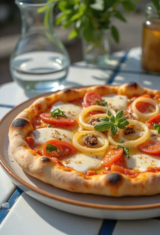 Pizza Pugliese punasipulilla ja sardellilla