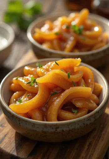 Karamellisoitu inkiväärikastike tarjoiltuna