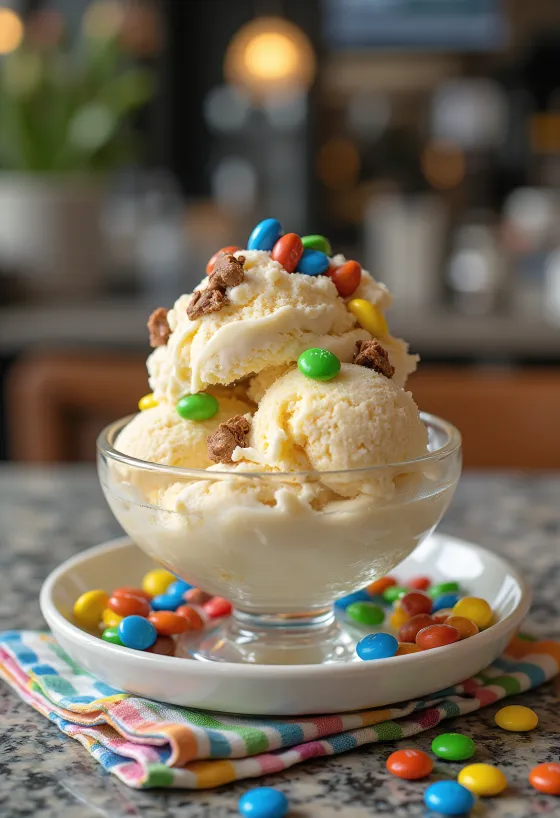 M&M’s ice cream jäätelö tarjoiltuna