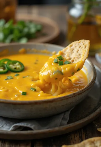 Jalapeño-juustokastike tarjoiltuna