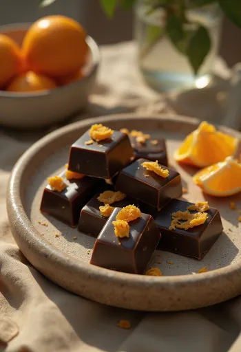 Appelsiinisuklaa tarjoiltuna lautasella