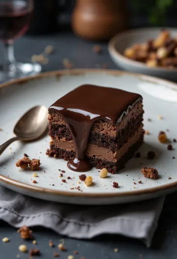 Rigó Jancsi -suklaaleivos valkoisella lautasella