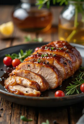 BBQ-porsaan ulkofilee hunajalasitteella tarjoiltuna