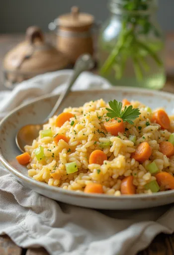 Liemessä keitetty riisi tarjoiltuna