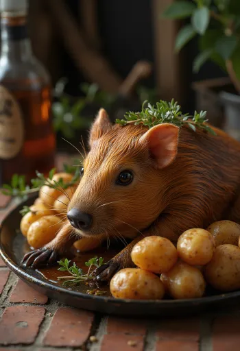 Cuy, perinteinen eteläamerikkalainen ruoka tarjoiltuna