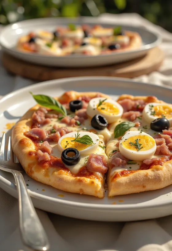 Pizza Tunisienne tarjoiltuna