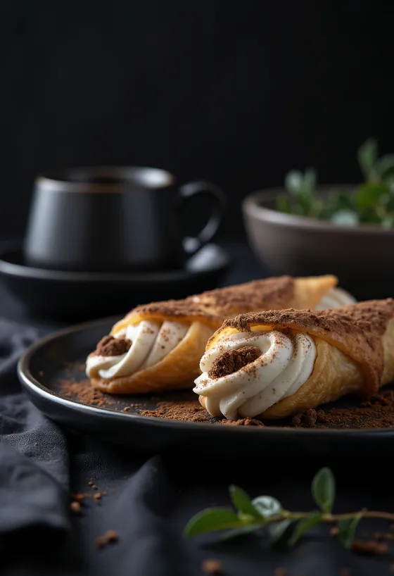 Espresso-cannoli tarjoiltuna