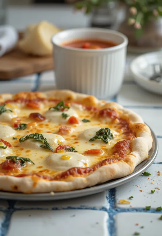 Pizza alla Ricotta ricottalla ja juustolla