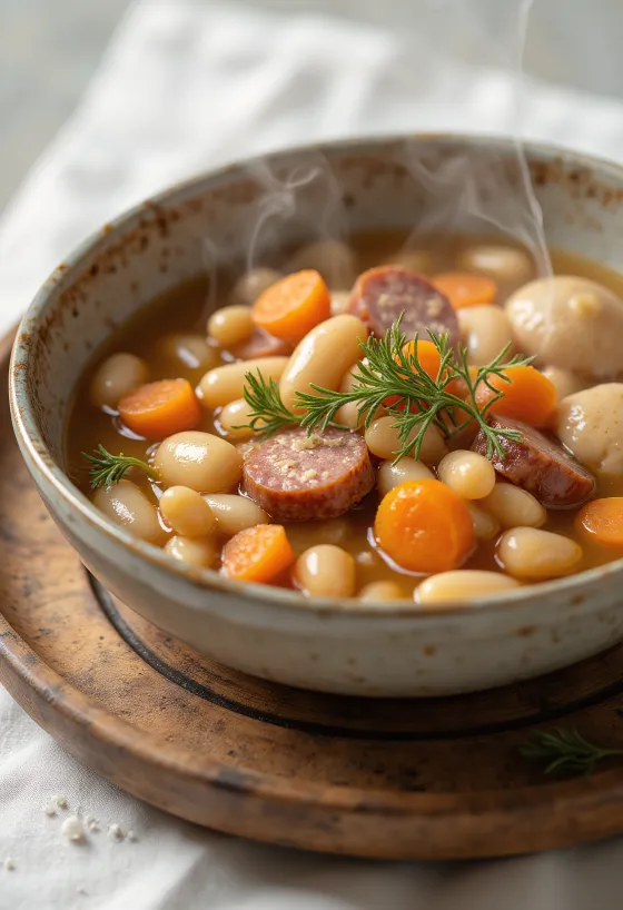 Perinteinen papukeitto nypityllä pastalla (csipetke), savulihaisella liemellä tarjoiltuna