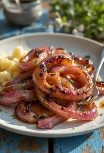 Tarjoiltuja BBQ-grillattuja sipuleita