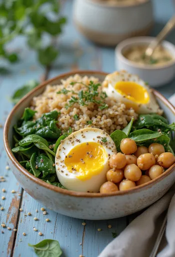 Värikäs Buddha-kulho paahdetulla munakoisolla ja kvinoalla