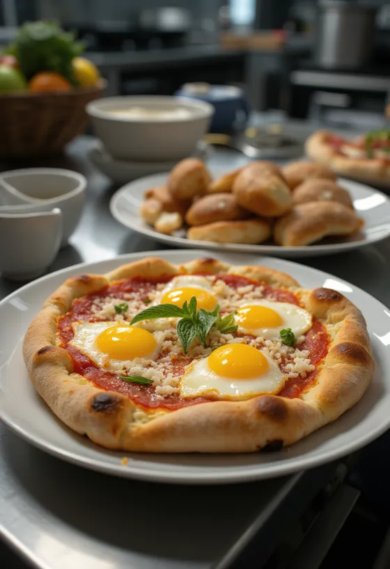 Tuoreeltaan paistettu munakoisopizza