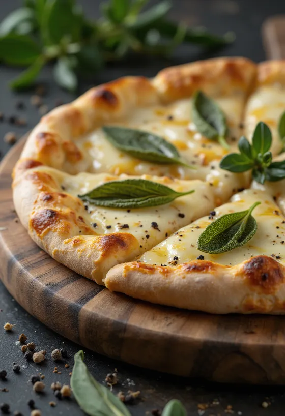 Pizza alla Salvia salvialla ja juustolla