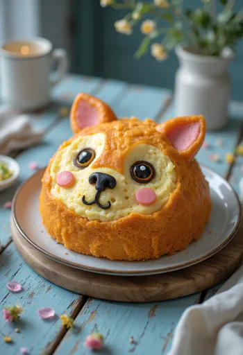 Eläinhahmokakku sokerimassakuorrutuksella ja suklaarouhekoristeilla