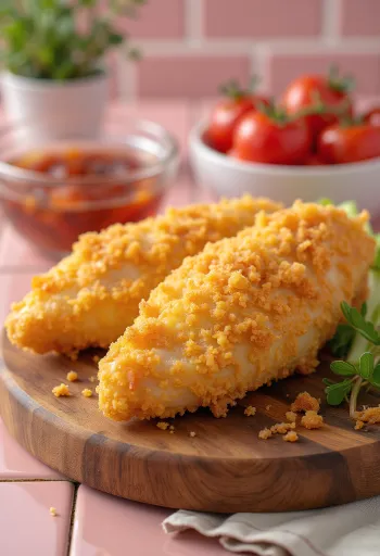 Kullanruskeaksi paistettu leivitetty kananrinta, tarjoiltuna raikkaan salaatin kera.