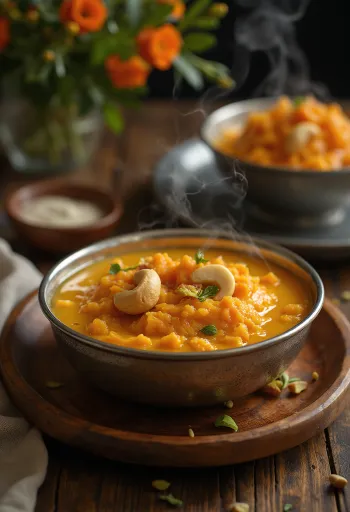 Gajar ka Halwa porkkanalla, runsaine mausteisine makuineen.