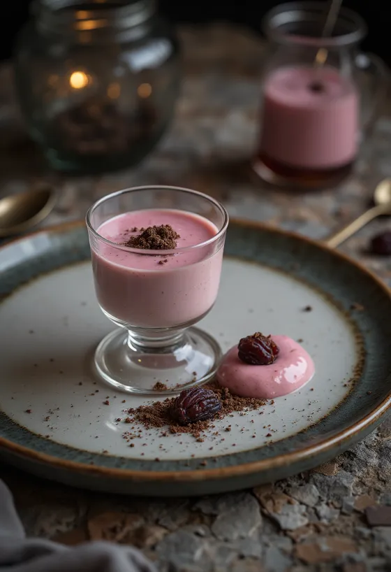 Punssipannacotta tarjoiltuna