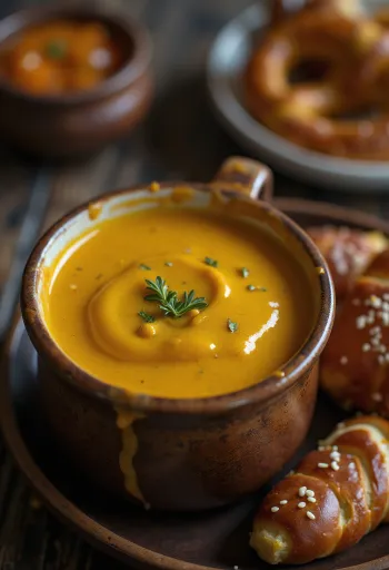 Rosmariini-olut-sinappikastike tarjoiltuna