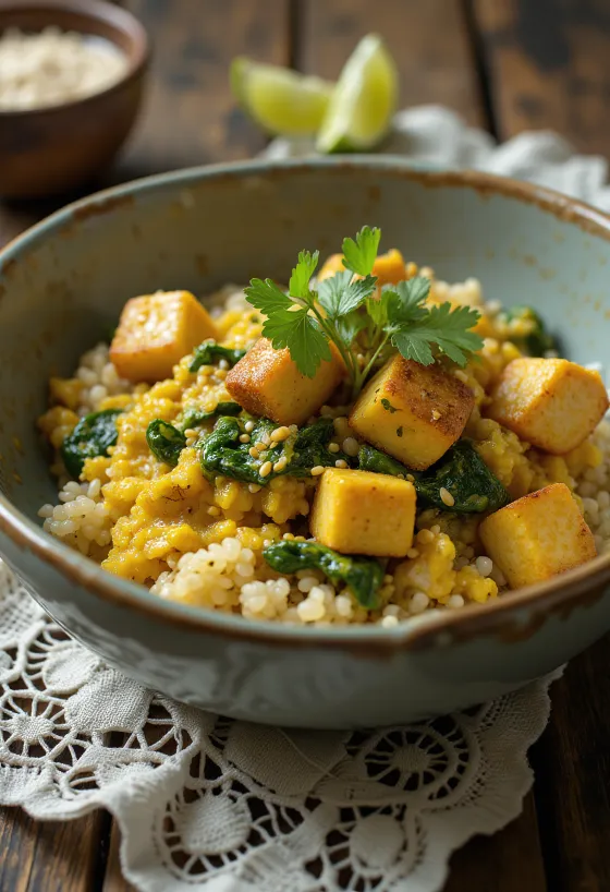 Pinaatti-kvinoacurry tofulla