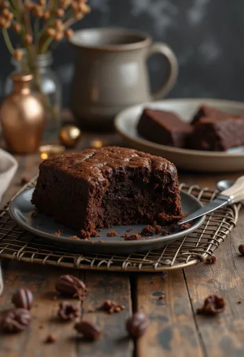 Kotitekoinen suklaakakku tarjoiltuna