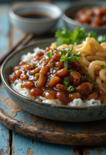 Hoisin-kastike tarjoiltuna aasialaisten ruokien kera