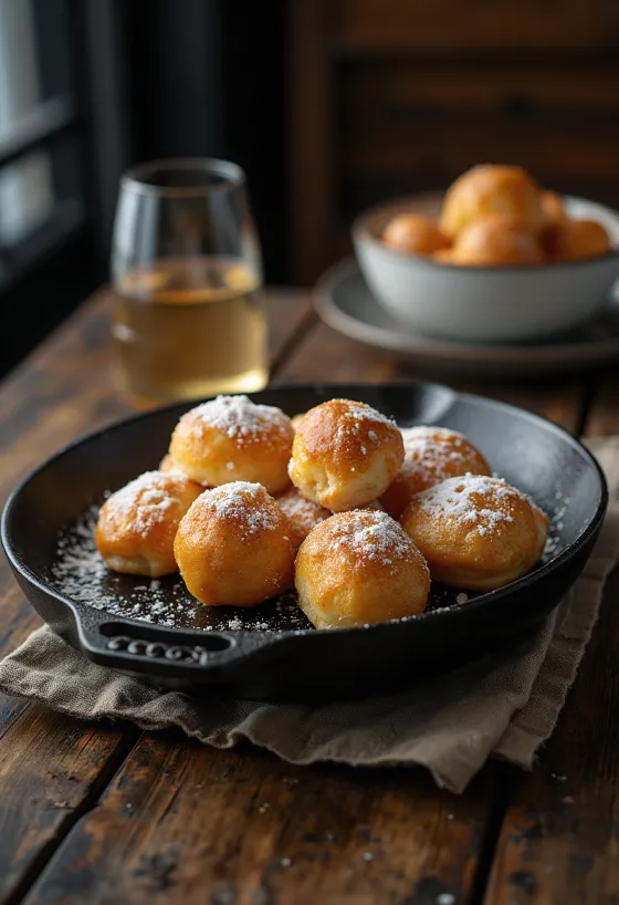 Æbleskiver tanskalainen pallomunkki tomusokerilla