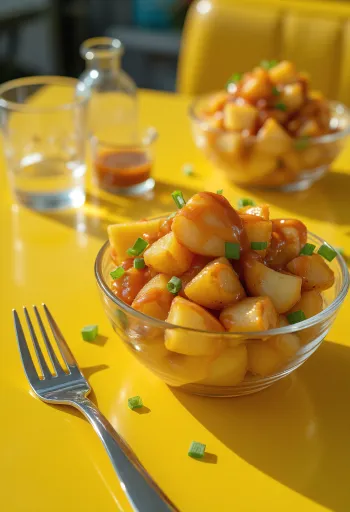 BBQ-sinappi-perunasalaatti tarjoiltuna