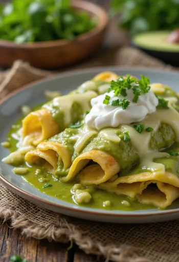Enchilada verde tarjoiltuna