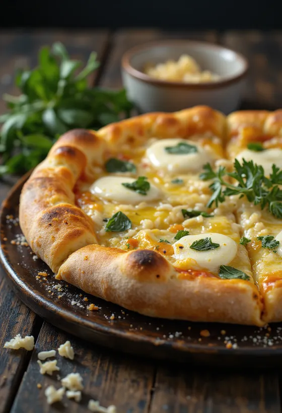Pizza all’Aglio valkosipulilla ja juustolla