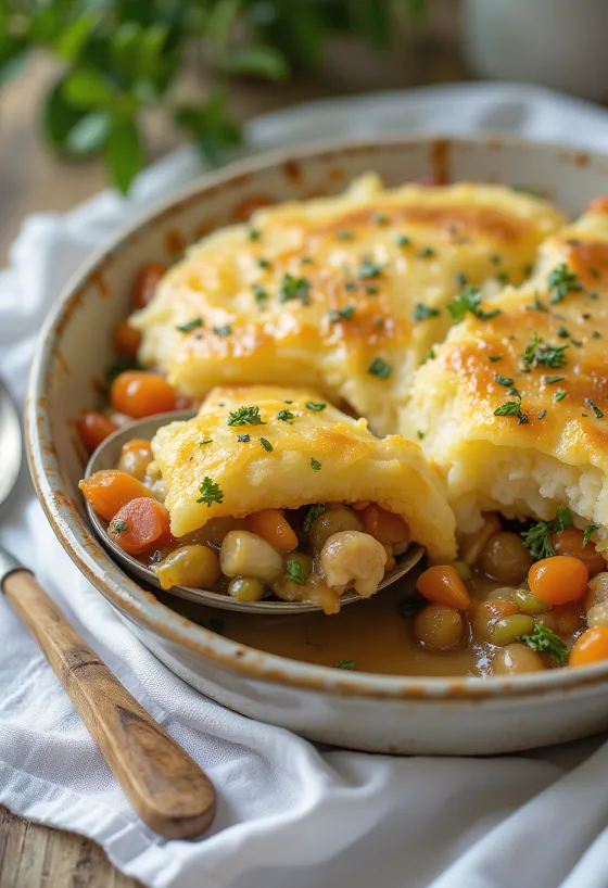 Shepherd’s pie kasviksilla tarjoiltuna, perunasoseella kuorrutettuna