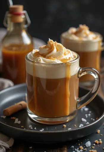 Suolakaramellisiideri lasissa tarjoiltuna