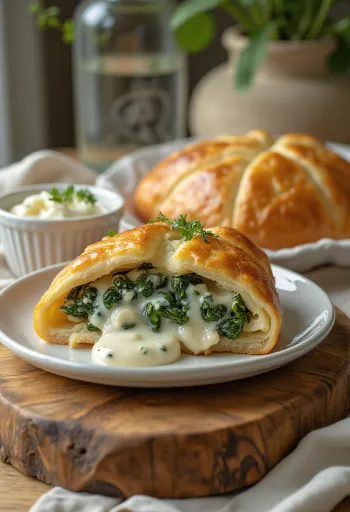 Vastapaistettu kermainen pinaatticalzone