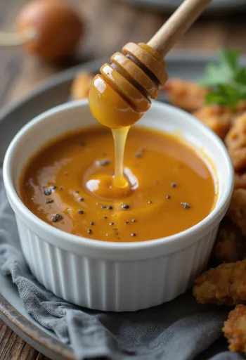 BBQ-hunaja-sinappikastike tarjoiltuna