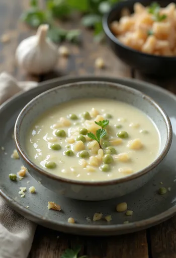 Valkosipulinen viherpippurikastike tarjoiltuna