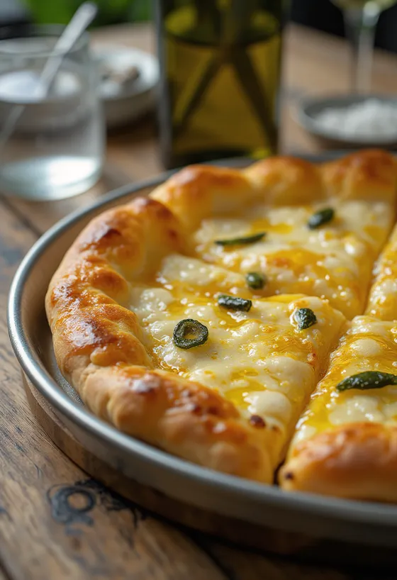 Pizza all’Olio ekstraneitsytoliiviöljyllä ja tuoreilla yrteillä