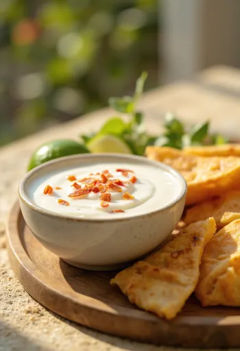 Kookosmaito-limettikastike tarjoiltuna