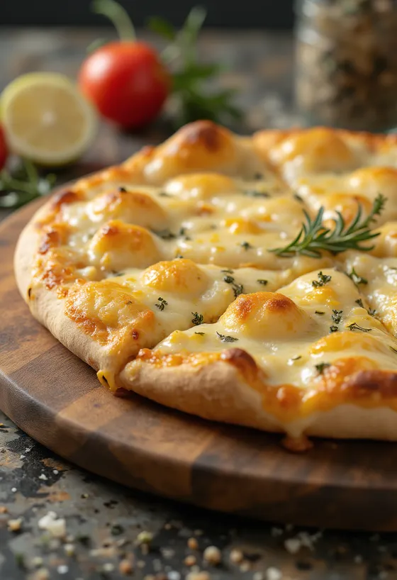 Pizza Bianca con Parmigiano parmesaanilla ja mozzarellalla