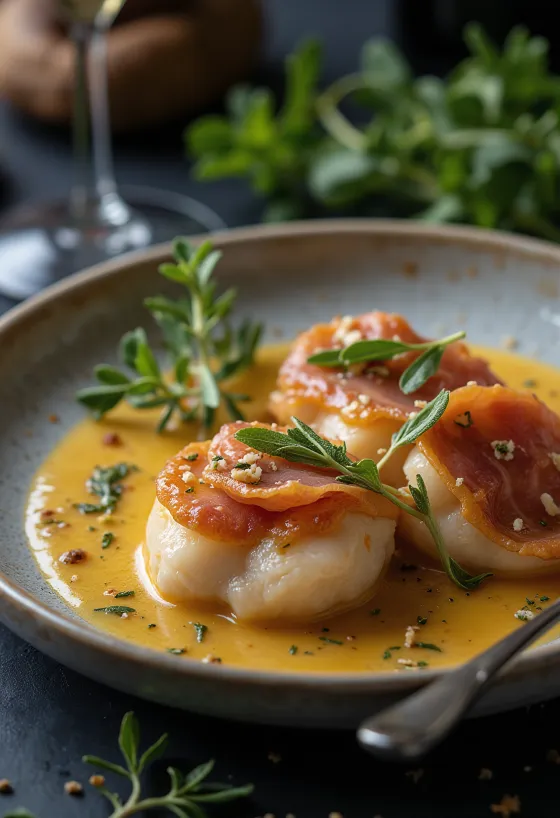 Saltimbocca alla Romana tarjoiltuna