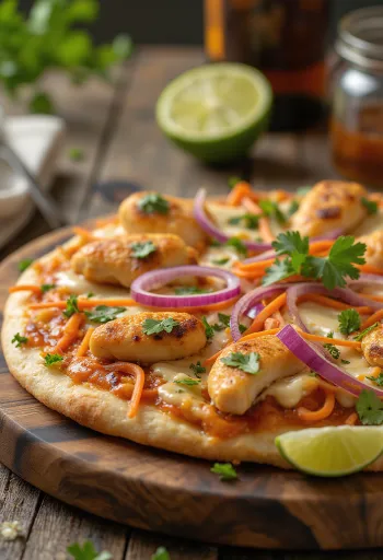 Thai chicken pizza maapähkinäkastikkeella ja korianterilla