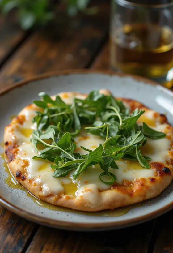 Pizza Bianca con Rucola rucolalla ja juustolla
