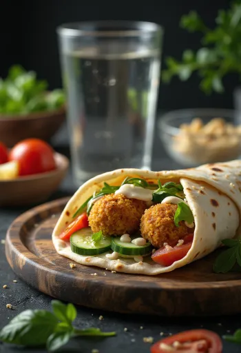 Bataattifalafel-wrap vihanneksilla