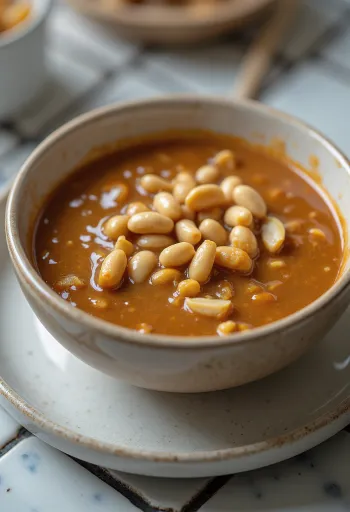 Satay-maapähkinäkastike tarjoiltuna grillattujen vartaiden kera