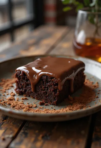 Punssi-suklaakakku viipaleina tarjoiltuna