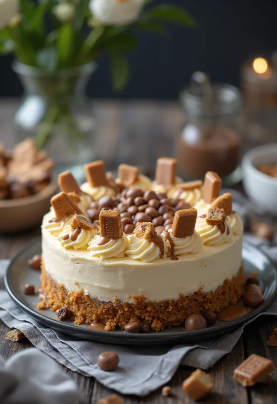 Kinder Bueno -kakku tarjoiltuna