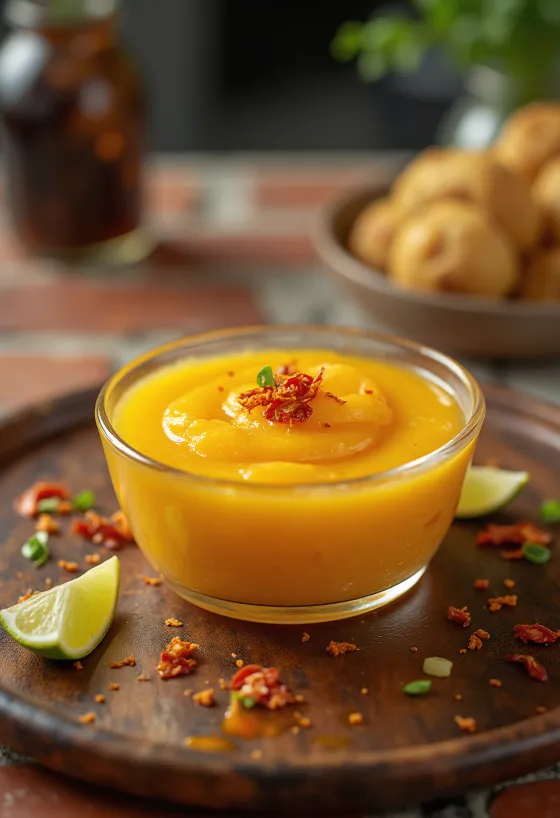 Mango-limettikastike tarjoiltuna grillatun kanan kera